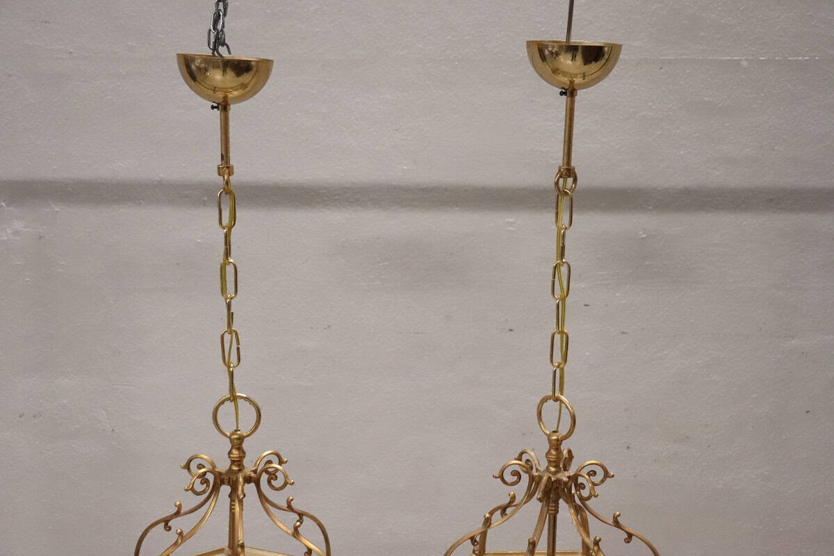 Pair of Italian Hexagonal Brass Lanterns, 1990s - Image 6