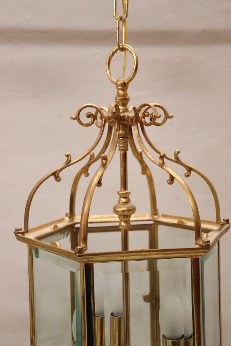 Pair of Italian Hexagonal Brass Lanterns, 1990s - Image 8
