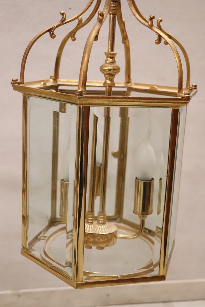 Pair of Italian Hexagonal Brass Lanterns, 1990s - Image 9