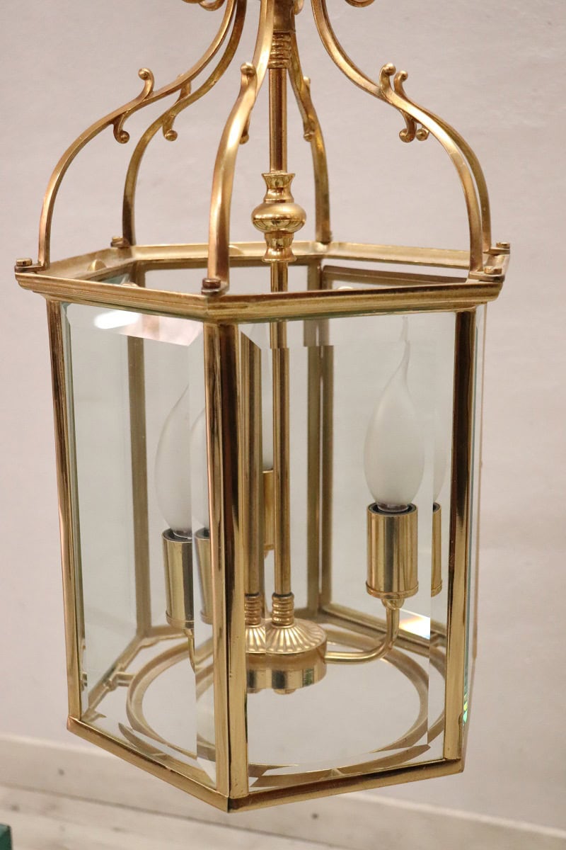 Pair of Italian Hexagonal Brass Lanterns, 1990s - Image 10
