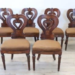 19th Century Italian Charles X Inlaid Walnut Set of Six Antique Elegant Chairs - Image 3