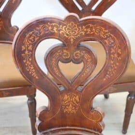 19th Century Italian Charles X Inlaid Walnut Set of Six Antique Elegant Chairs