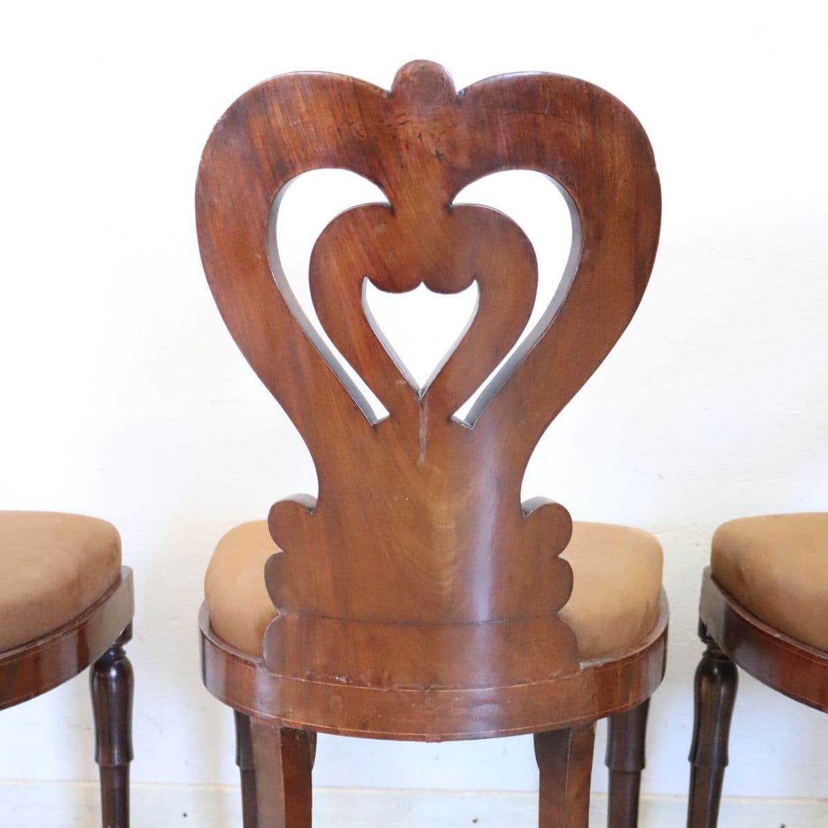 19th Century Italian Charles X Inlaid Walnut Set of Six Antique Elegant Chairs - Image 11