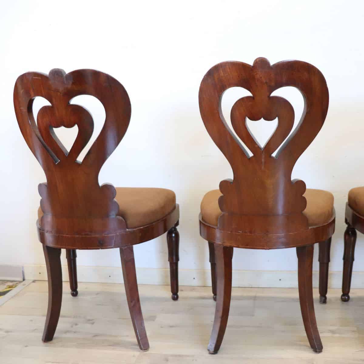 19th Century Italian Charles X Inlaid Walnut Set of Six Antique Elegant Chairs - Image 13