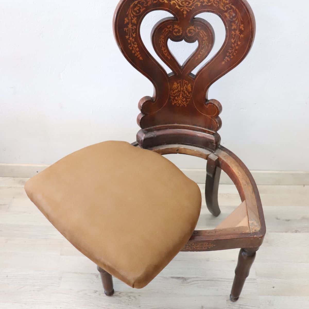 19th Century Italian Charles X Inlaid Walnut Set of Six Antique Elegant Chairs - Image 14