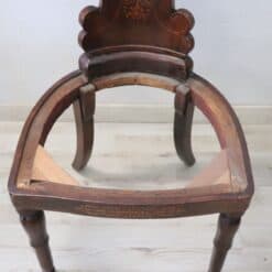 19th Century Italian Charles X Inlaid Walnut Set of Six Antique Elegant Chairs - Image 16