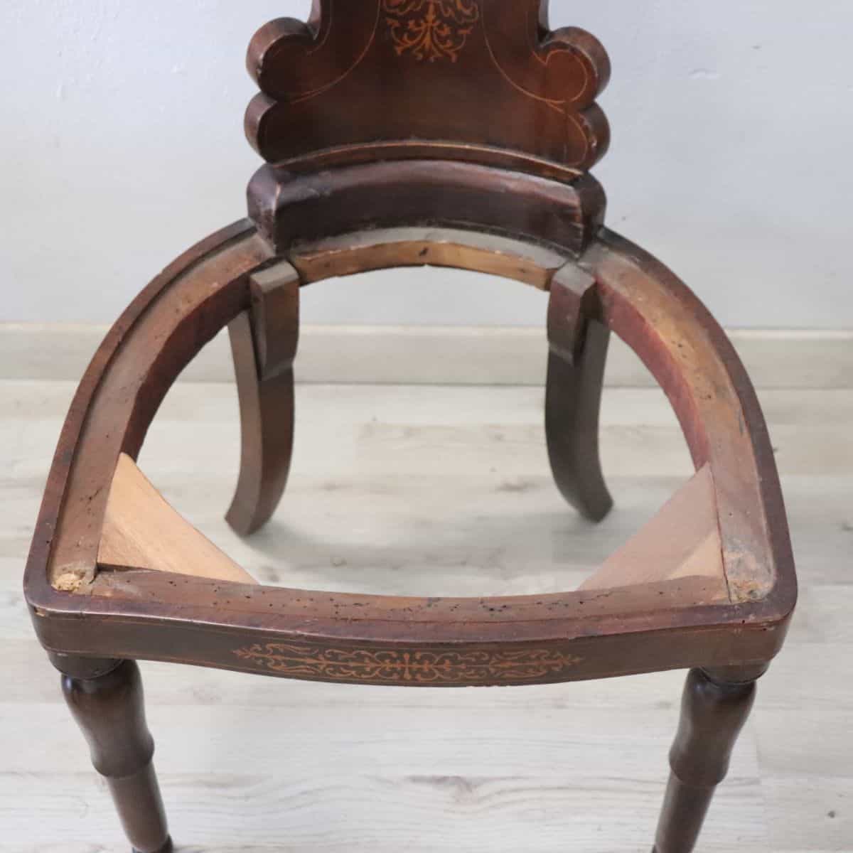 19th Century Italian Charles X Inlaid Walnut Set of Six Antique Elegant Chairs - Image 16
