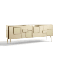 Italian Opal Glass and Gilded Bronze Sideboard - Styylish