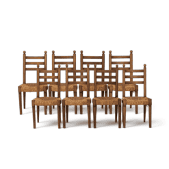 Set of 8 Vintage Oak and Straw-Seated Chairs - Styylish