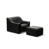 De Sede Black Leather Armchair and Ottoman - Styylish