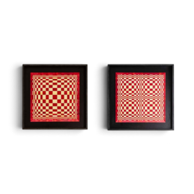 Marianne Leal “Homage to Vasarely” Straw Marquetry Panels