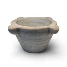 18th-Century French White Marble Mortar with Turned Ridges