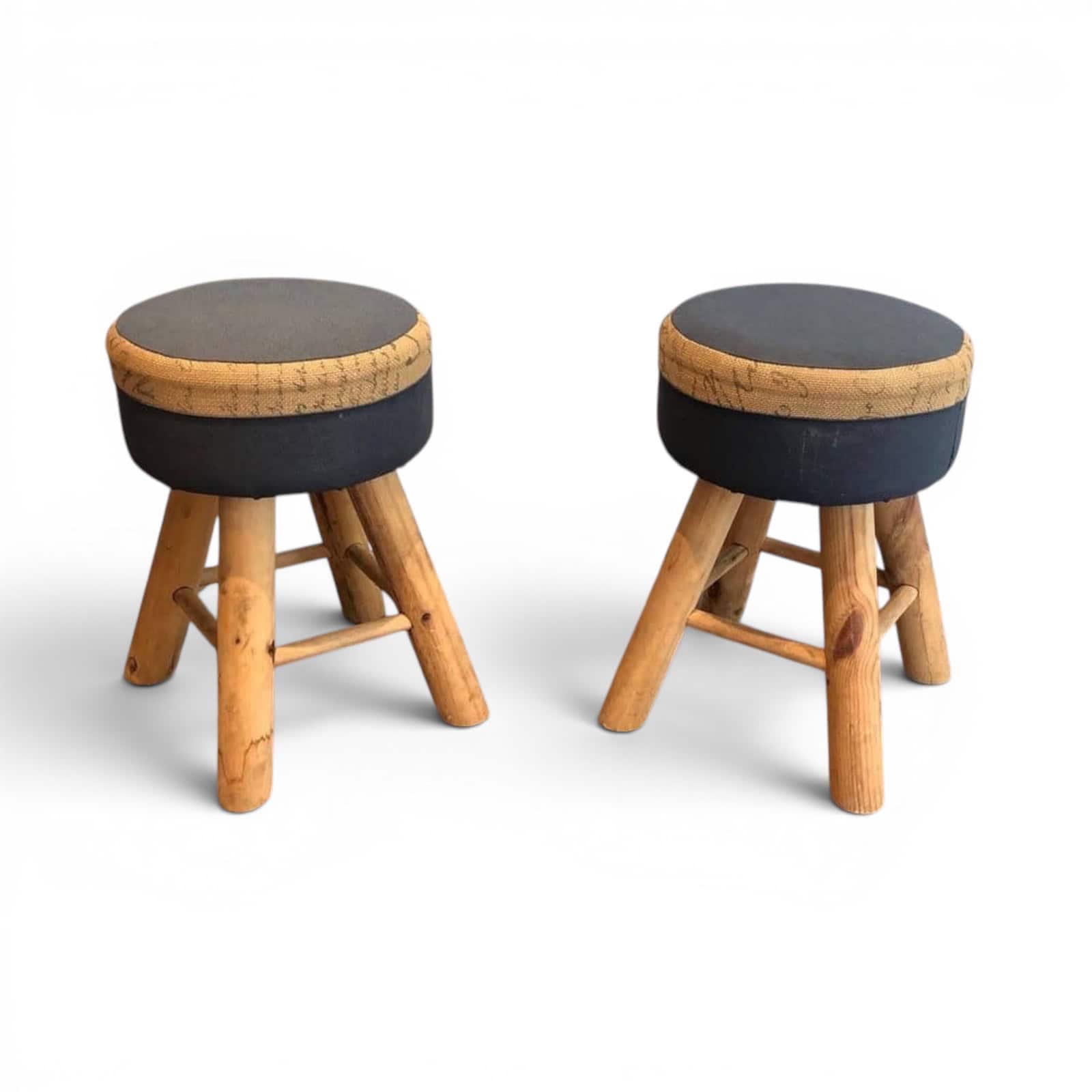 Pair of Pine Stools- France 1970- Styylish