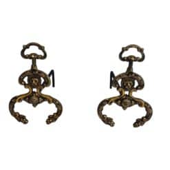 French Baroque Style Bronze and Wrought Iron Andirons- Styylish