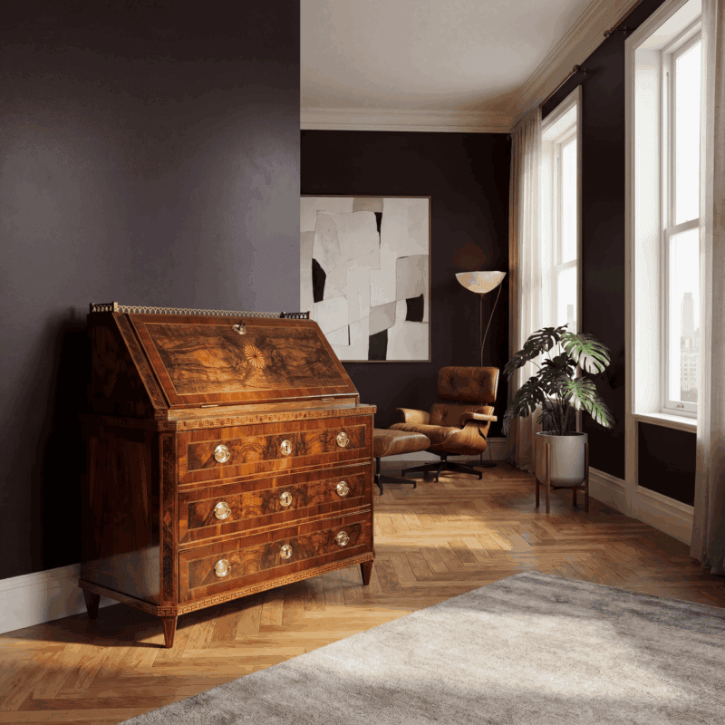 Neoclassical Furniture- Image showing a Louis XVI Secretary Desk in a contemporary apartment- Styylish