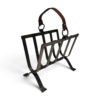 Jacques Adnet Style Leather and Steel Magazine Rack - Styylish