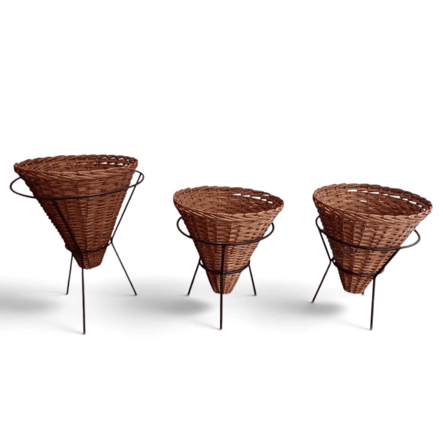 French Mid-Century Rattan Planters - Styylish
