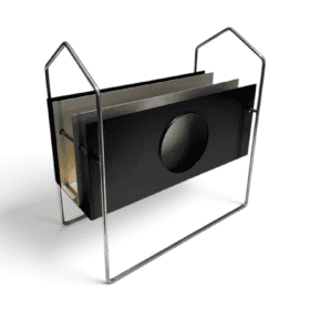 French 1960s Chrome and Black and White Magazine Rack