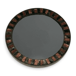 French Mid-Century Ceramic and Brass Round Mirror - Styylish