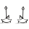French 1940s Blackened Wrought Iron Andirons - Styylish