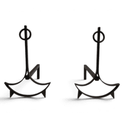 French 1940s Blackened Wrought Iron Andirons - Styylish