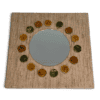 French Mid-Century Raffia and Ceramic Roundel Mirror - Styylish