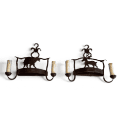 Pair of French 1950s Wrought Iron Animal Wall Lights - Styylish