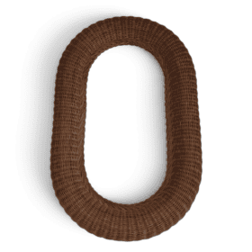 French Mid-Century Oval Rattan Mirror