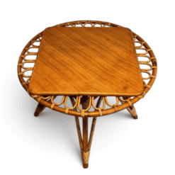 French Mid-Century Trampoline Rattan Coffee Table - Styylish