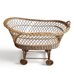 French 1940s Vintage Rattan Baby Cradle - Styylish