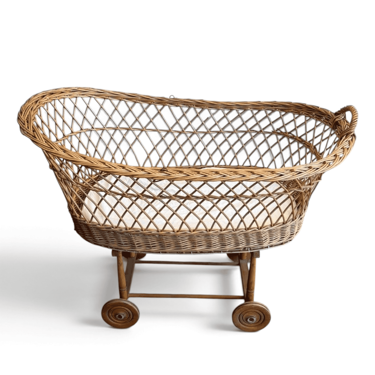 French 1940s Vintage Rattan Baby Cradle - Styylish