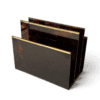 French 1970s Faux Tortoiseshell Plexiglass and Brass Magazine Rack - Styylish