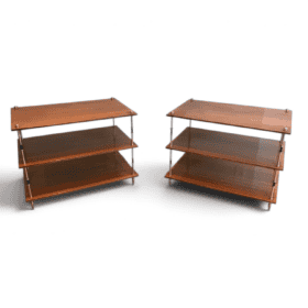 Maison Jansen Mahogany and Brass Three-Tier Side Tables