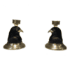 Pair of Signed French Carved Wood Eagle Candlesticks - Styylish
