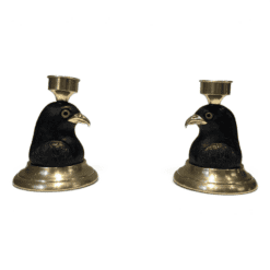 Pair of Signed French Carved Wood Eagle Candlesticks - Styylish