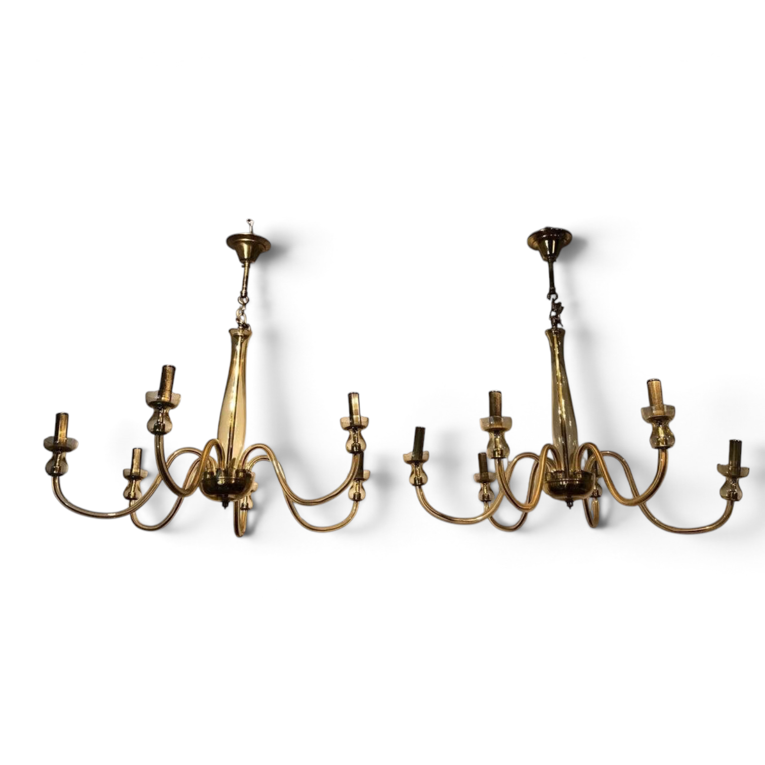 Pair of 1970s Murano Champagne Glass Chandeliers - Styylish