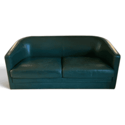 French Art Deco Revival Dark Green Leather Sofa - Styylish