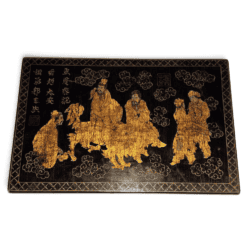French Chinoiserie Black Lacquer and Gilt Panel - Styylish