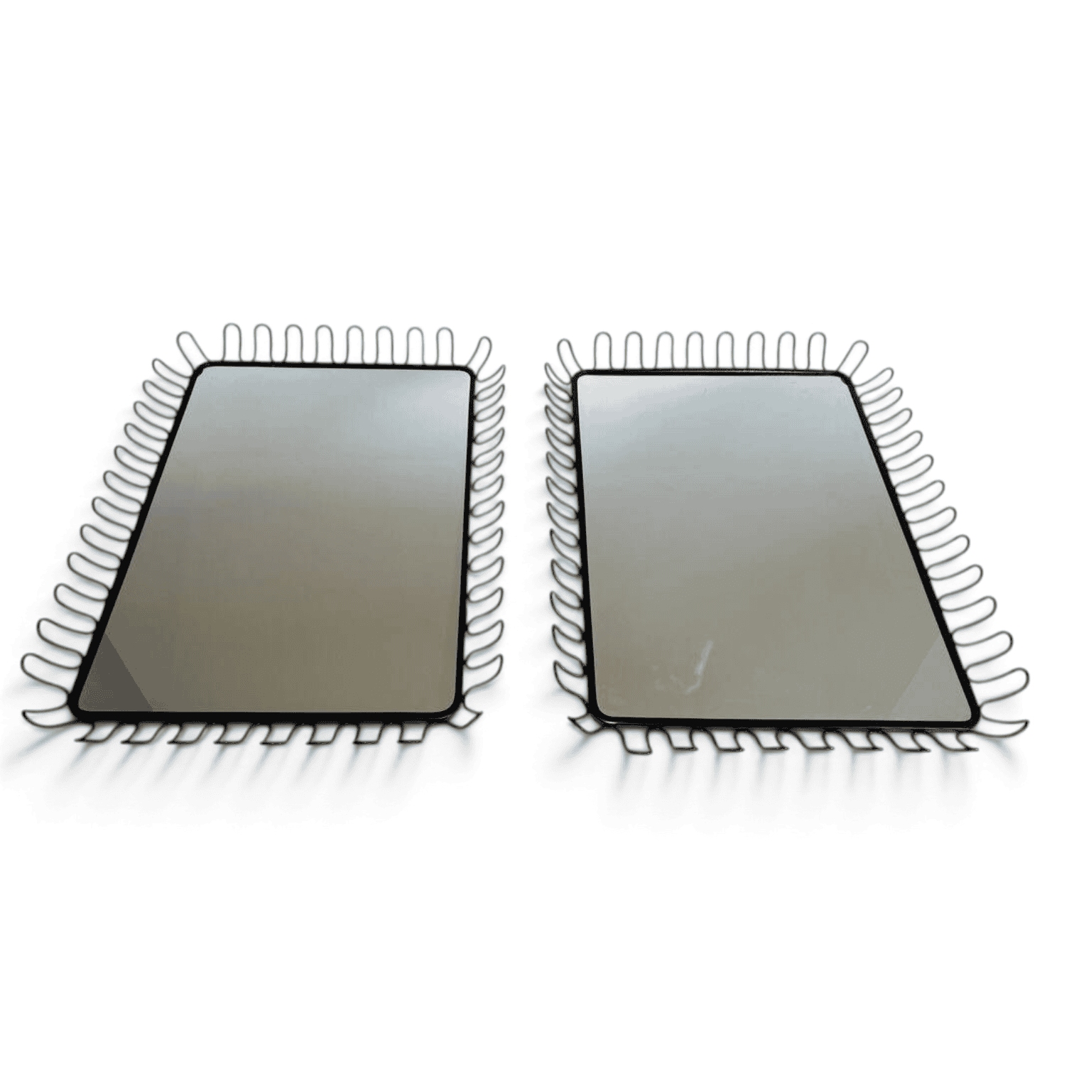 French Jean Royère Style Coiled Wire Mirrors - Styylish