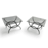 French Mid-Century Black Iron and Glass Side Tables - Styylish
