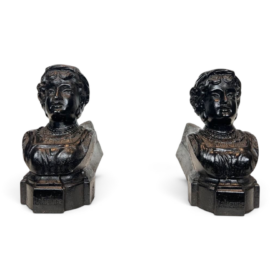 French Figural Cast Iron Andirons