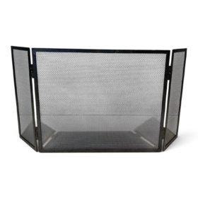 Blackened Steel Three-Panel Fireplace Screen