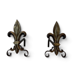 French Fleur-de-Lys Bronze Andirons - Styylish