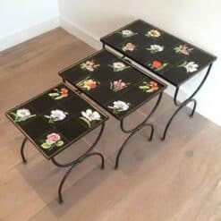 Alternative view of Set of Nesting Tables in Ceramic and Metal, Circa 1950