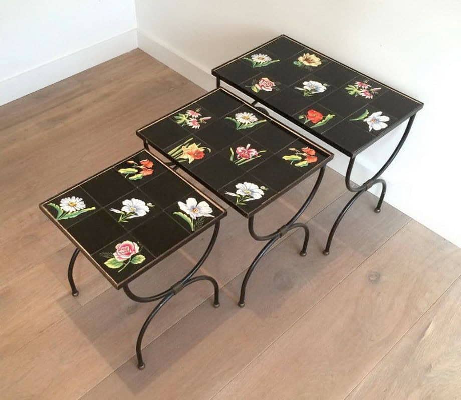 Set of Nesting Tables in Ceramic and Metal, Circa 1950 - Image 2