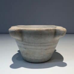 Alternative view of 18th-Century French White Marble Mortar with Turned Ridges