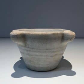18th-Century French White Marble Mortar with Turned Ridges
