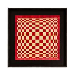 Marianne Leal “Homage to Vasarely” Straw Marquetry Panels - Front View One - Styylish
