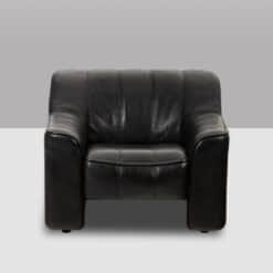 De Sede Black Leather Armchair and Ottoman - Front View - Styylish