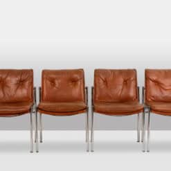 Set of 6 Italian Faux Leather Chairs - Row View - Styylish